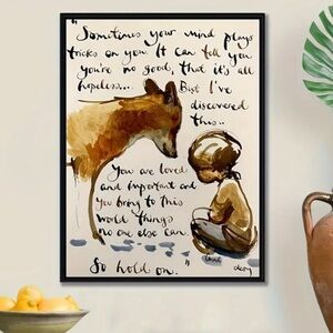 Whimsical Fox And Girl Canvas Print Wall Art